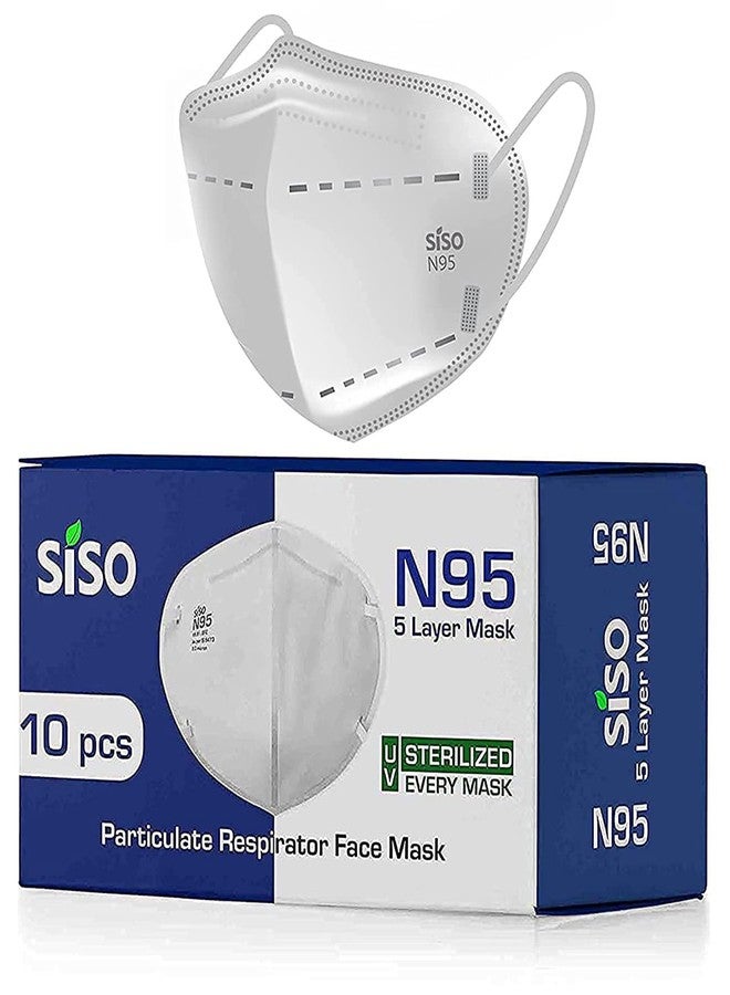 سيسو قناع وجه SISO للجنسين معتمد من ISI Mark/BIS N95 ذو 5 طبقات بتقنية النفخ بالذوبان FFP2 (أبيض، عبوة من 10 قطع) - Image 1